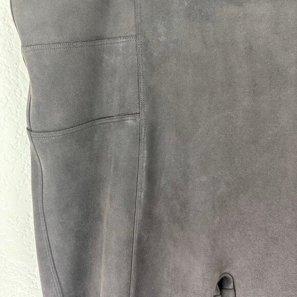 Spanx 1X Faux Suede Brown Leggings High Rise Stretch Softcore Y2K - Picture 3 of 10